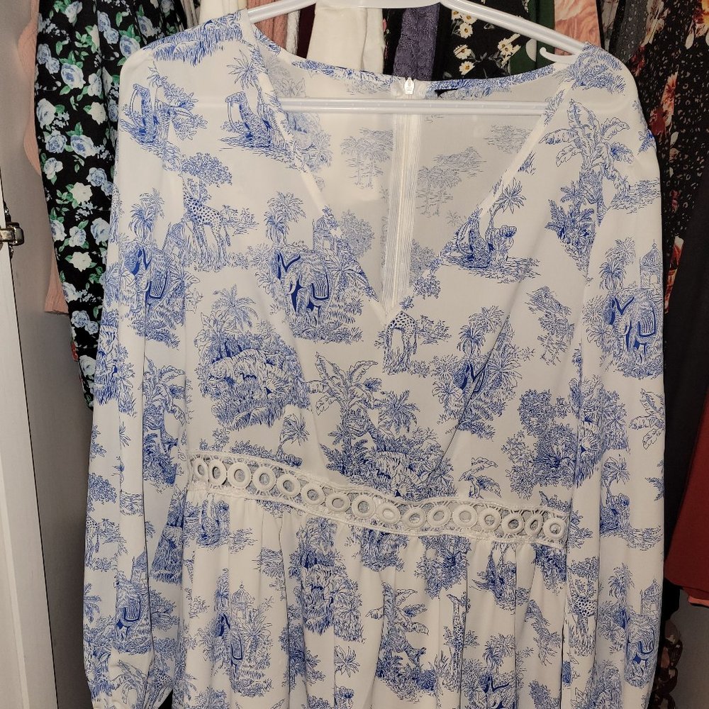 Mid thigh length dress white bohemian